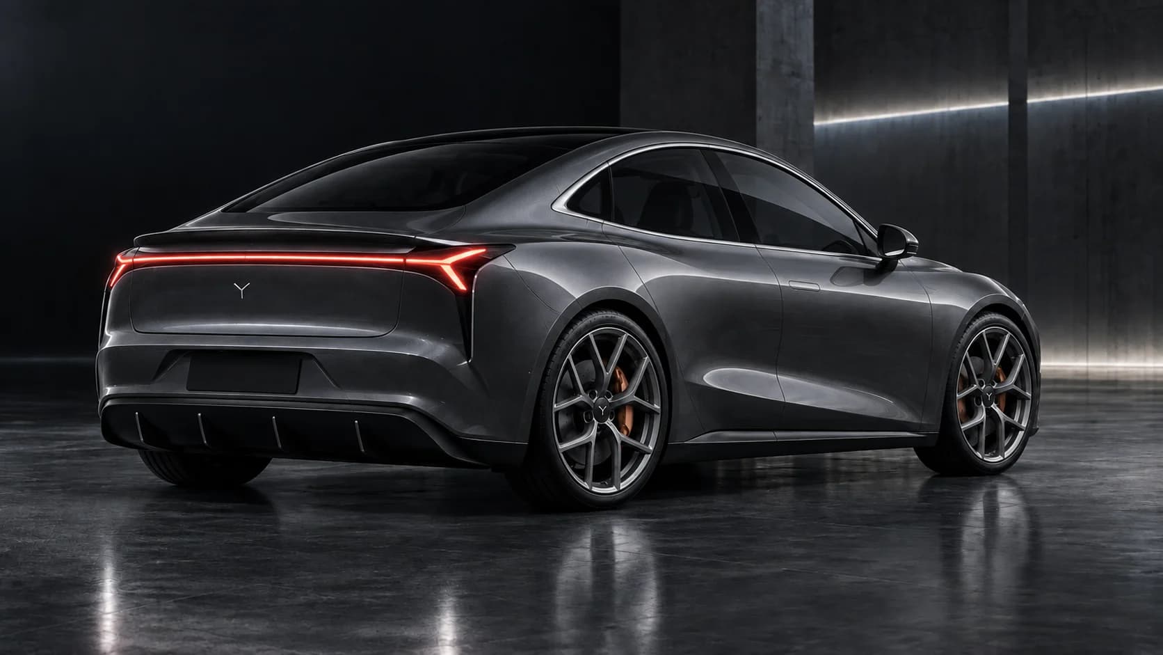 Dyntree M1E Add Graphite prototype — rear three-quarter