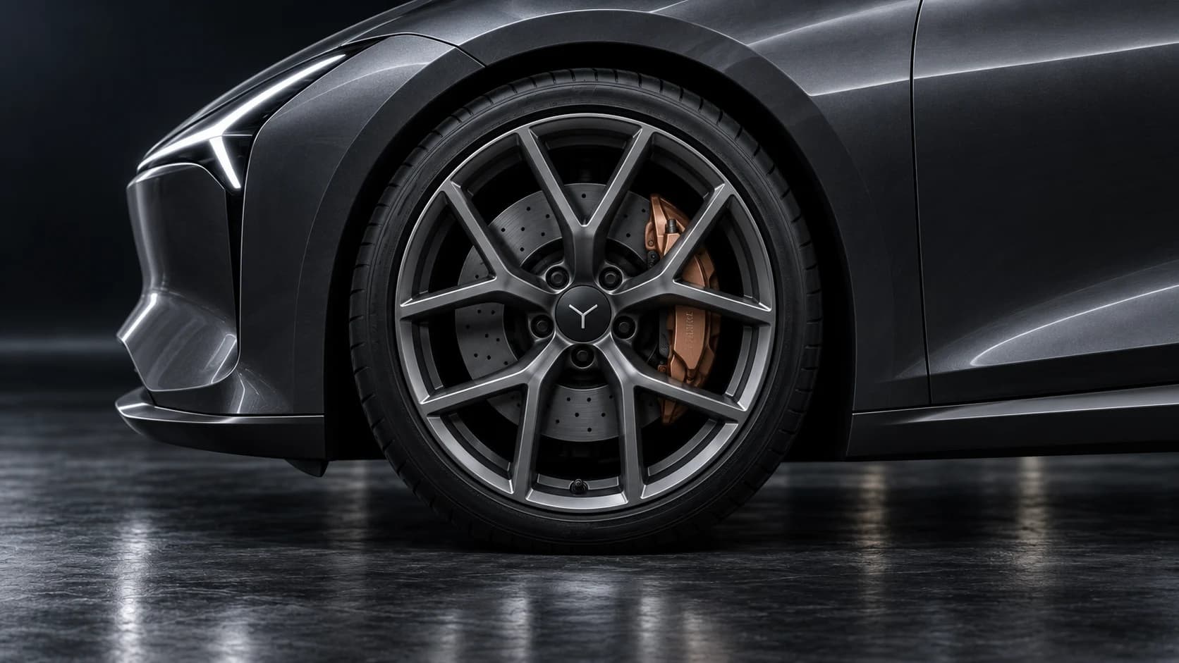Dyntree M1E Add Graphite prototype — wheel detail