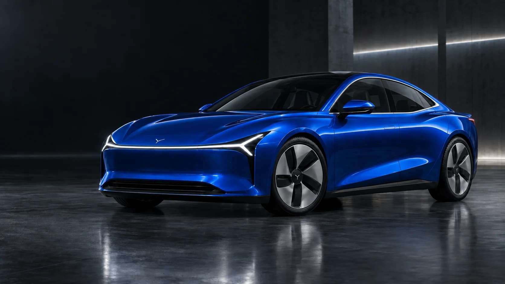 Dyntree M1E Divide Volt Blue prototype — front three-quarter